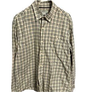 Orvis Men’s plaid shirt in beige, grey and green. Size M. GUC